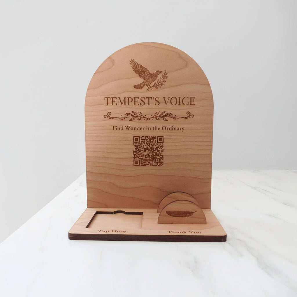 10 x 7.5 - Payment Reader and Card Display with QR Codes (Maple / Cherry / Walnut)