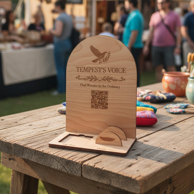 10 x 7.5 - Payment Reader and Card Display with QR Codes (Maple / Cherry / Walnut)