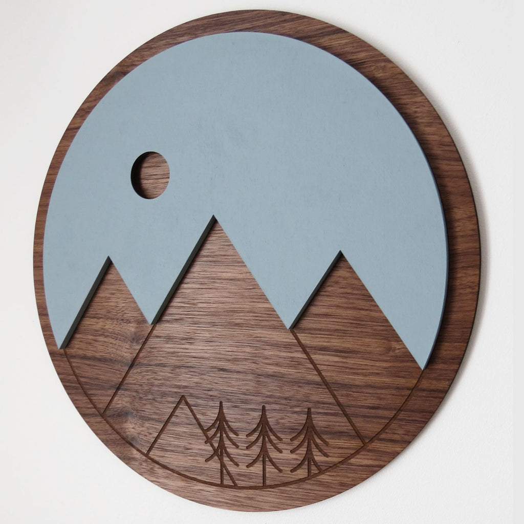 Wall Art - Mountains Walnut - 12"