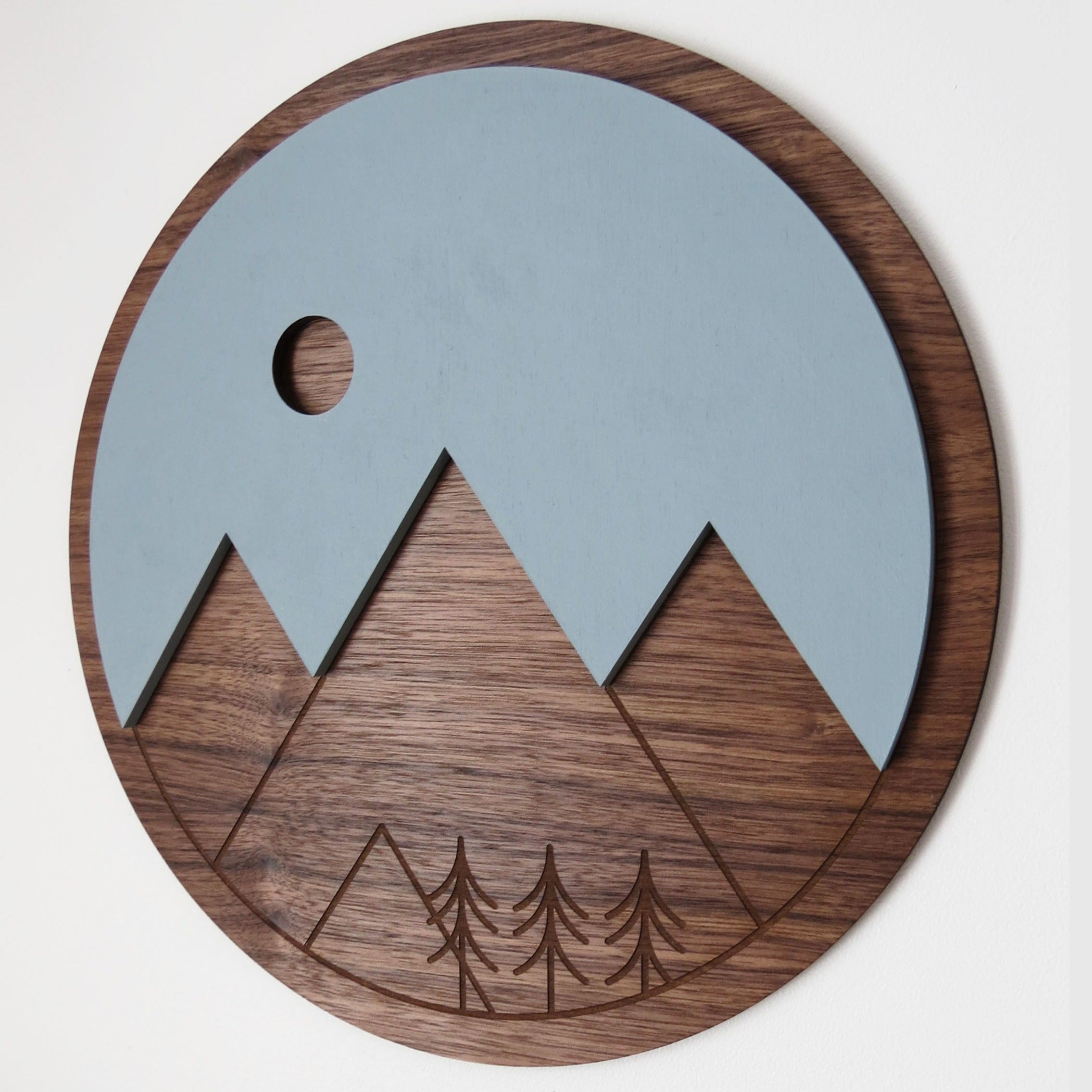 Wall Art - Mountains Walnut - 12"