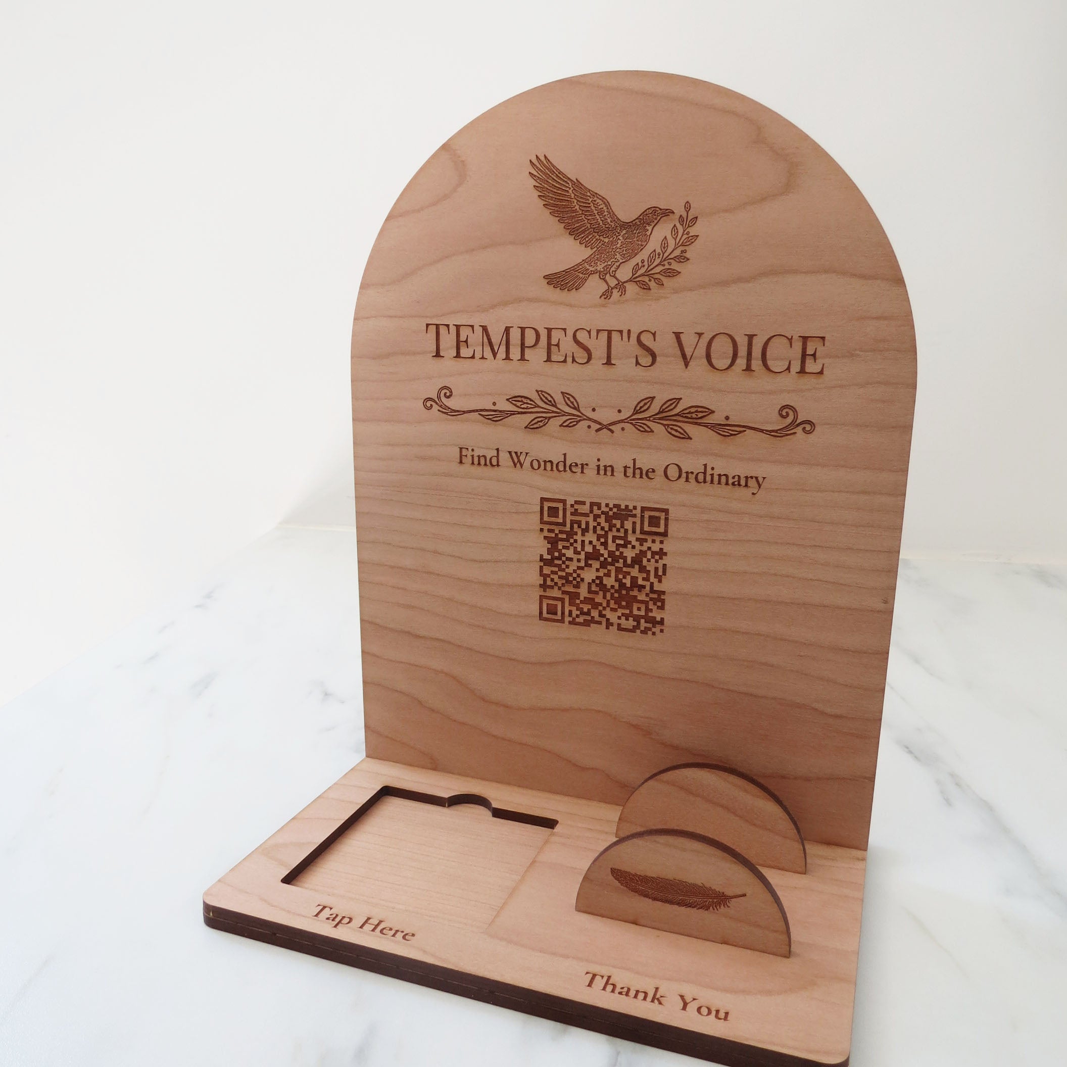 10 x 7.5 - Payment Reader and Card Display with QR Codes (Maple / Cherry / Walnut)
