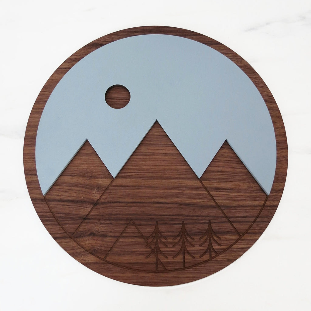 Wall Art - Mountains Walnut - 12"