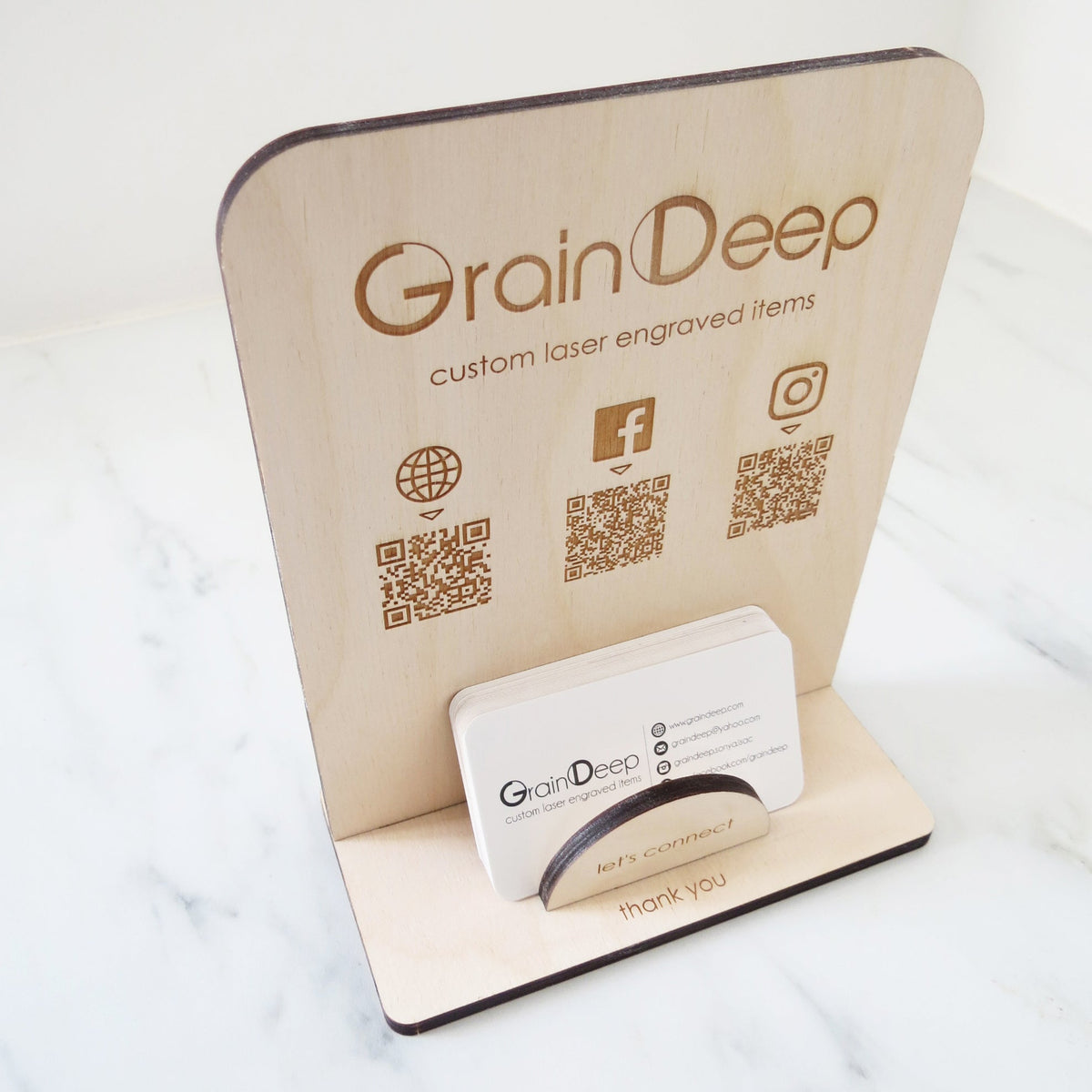 7.5 x 6 - Business Card Display with QR Codes – GrainDeep