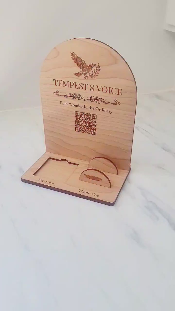 10 x 7.5 - Payment Reader and Card Display with QR Codes (Maple / Cherry / Walnut)