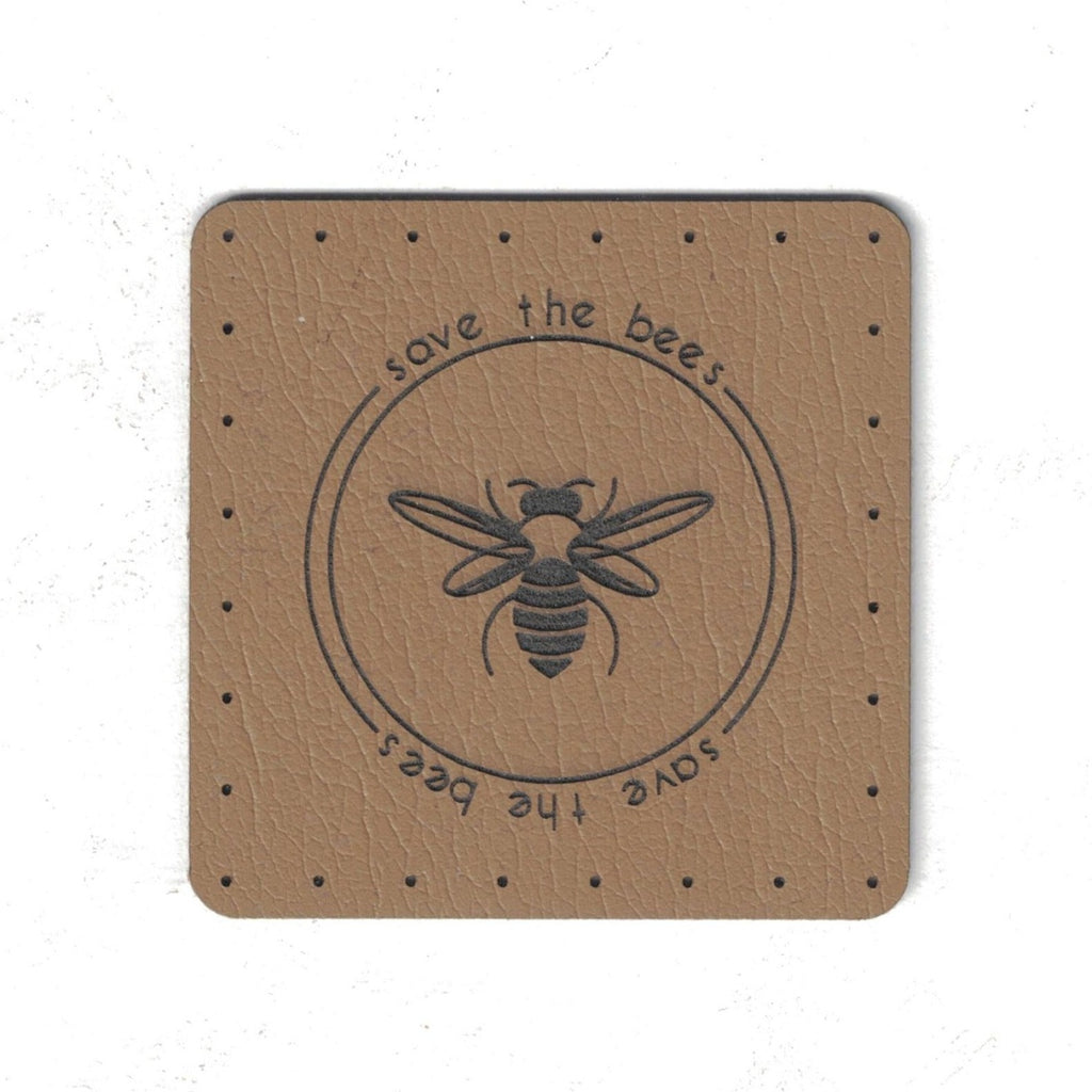 save the bees - 1.75 Inch Square Faux Leather Patch