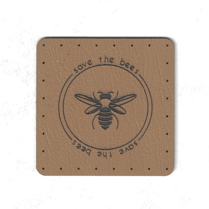 save the bees - 1.75 Inch Square Faux Leather Patch