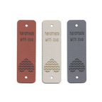 knit stitch heart - 0.75 x 2.5 Inch Faux Leather - Rivet Style