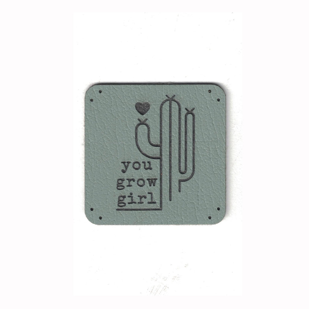 you grow girl - 1.25 Inch Square Faux Leather Patch