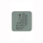 you grow girl - 1.25 Inch Square Faux Leather Patch