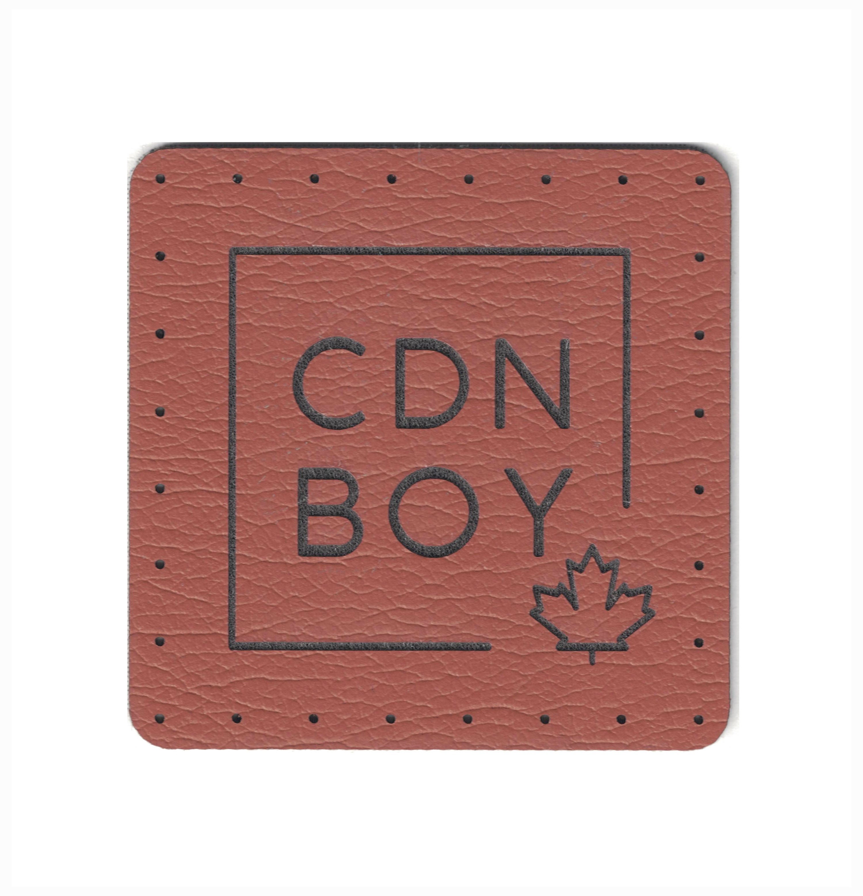 CDN BOY - 1.75 Inch Square Faux Leather Patch