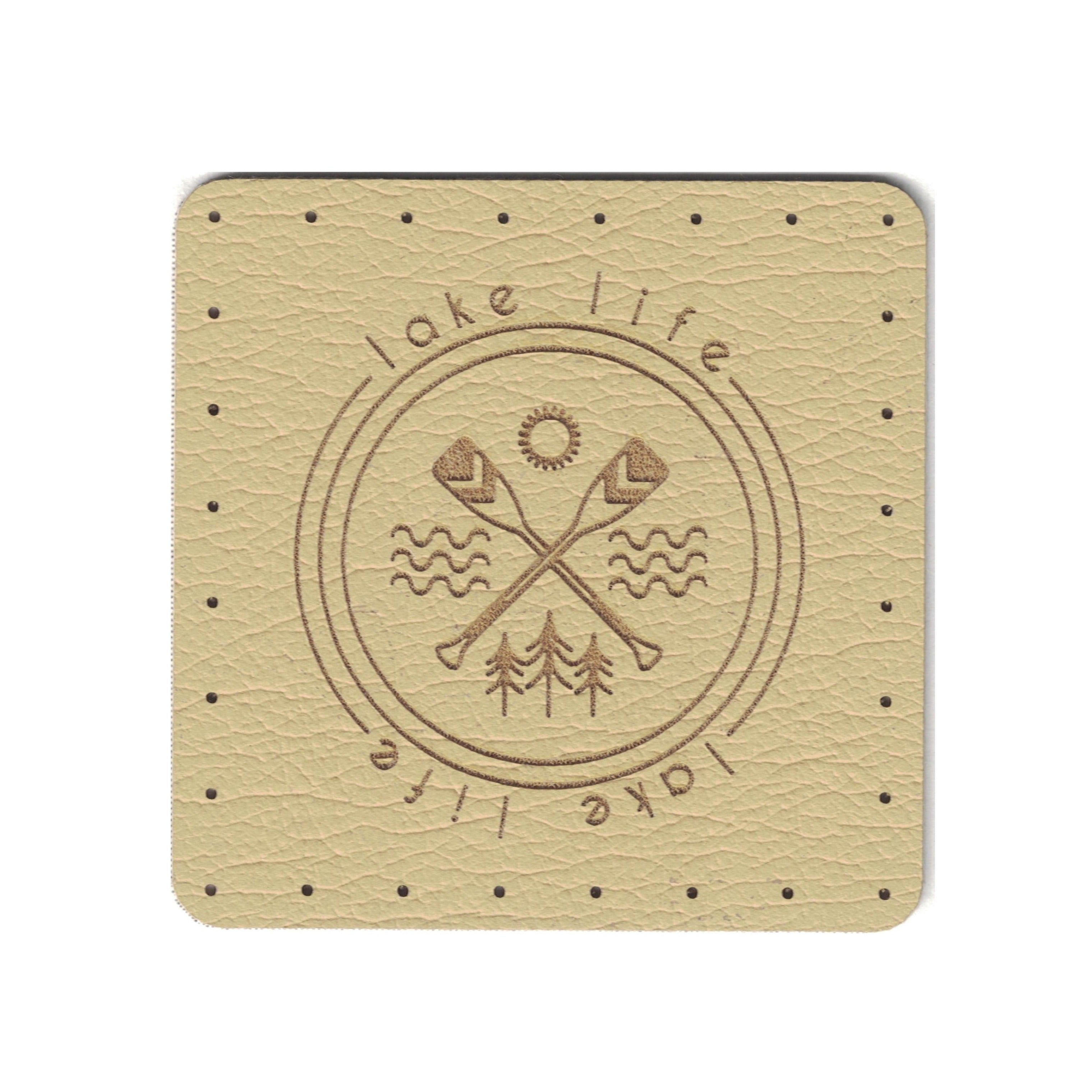 lake life - 1.75 Inch Square Faux Leather Patch