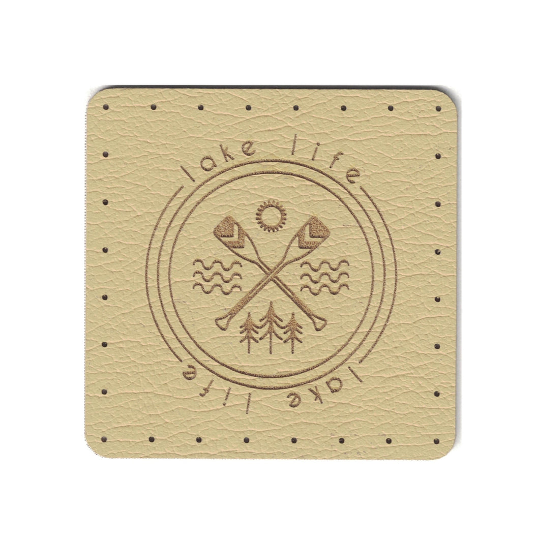 lake life - 1.75 Inch Square Faux Leather Patch