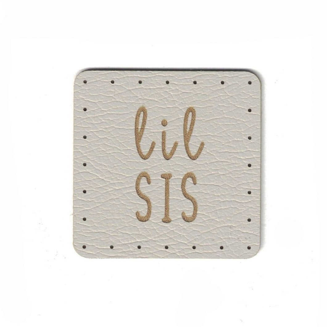 lil sis - 1.5 Inch Square Faux Leather Patch
