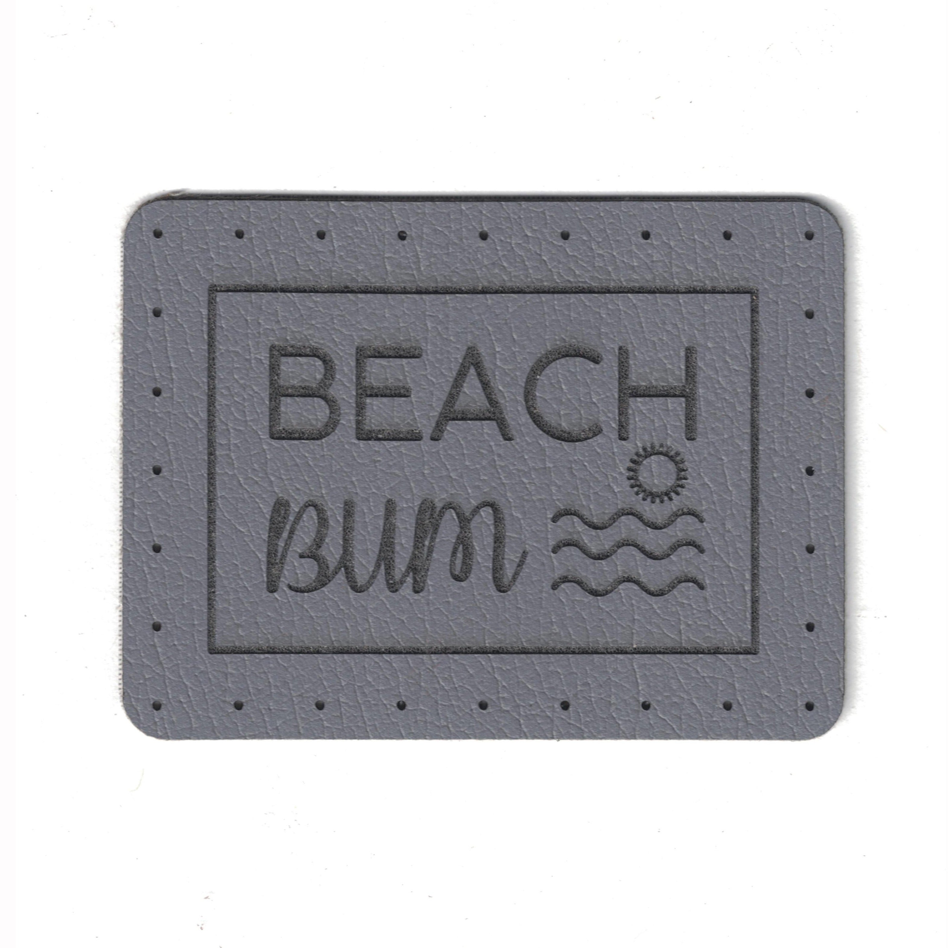 BEACH BUM  - 1.5 x 2 Inch Faux Leather Patch