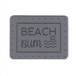 BEACH BUM  - 1.5 x 2 Inch Faux Leather Patch
