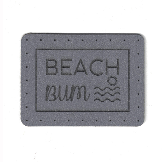 BEACH BUM  - 1.5 x 2 Inch Faux Leather Patch