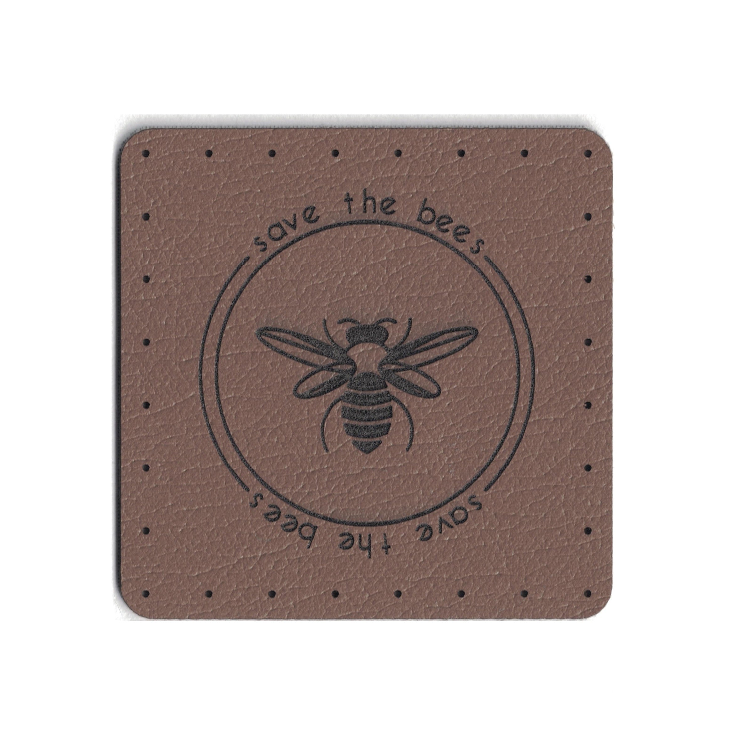 save the bees - 1.75 Inch Square Faux Leather Patch