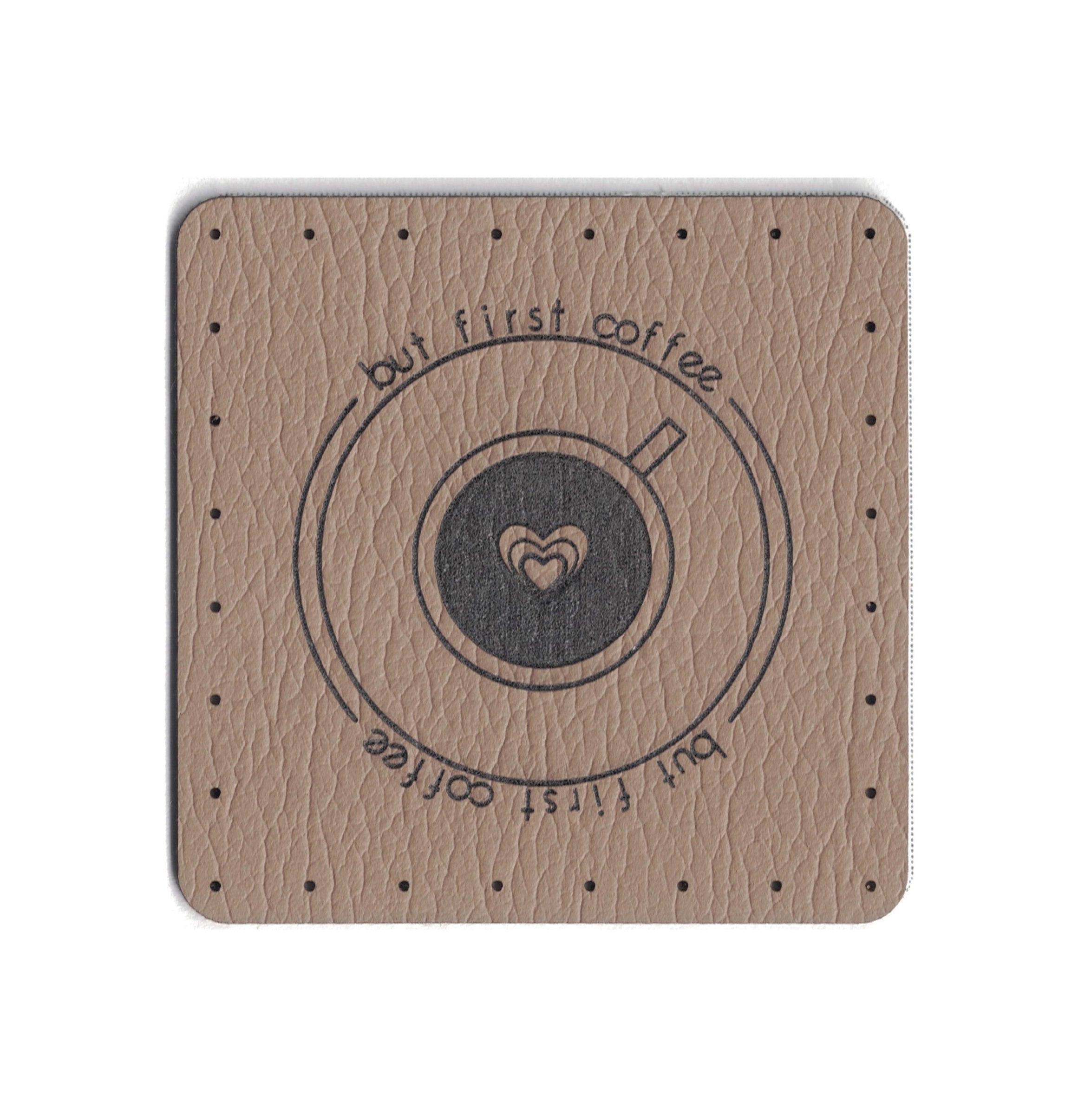 but first coffee - 1.75 Inch Square Faux Leather Patch