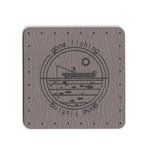 gone fishing - 1.75 Inch Square Faux Leather Patch
