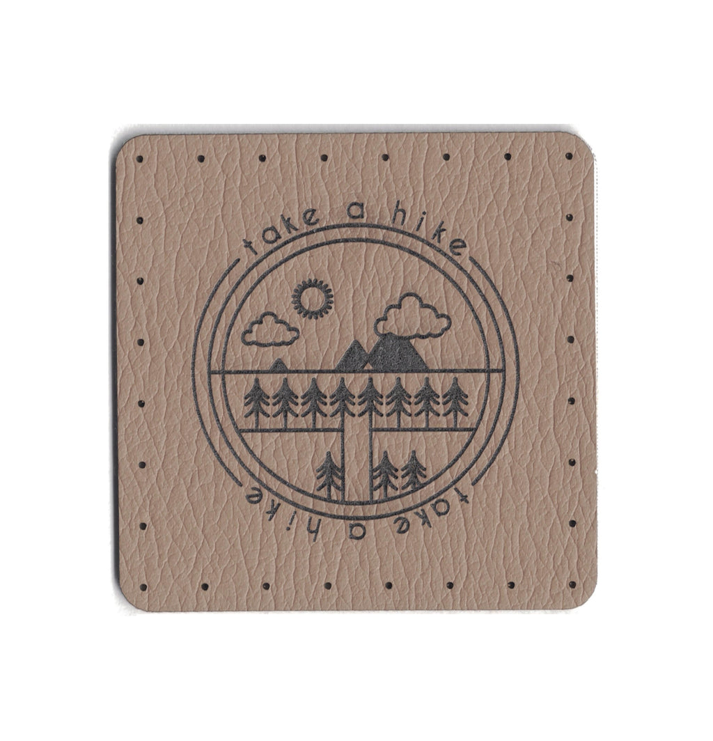 take a hike  - 1.75 Inch Square Faux Leather Patch