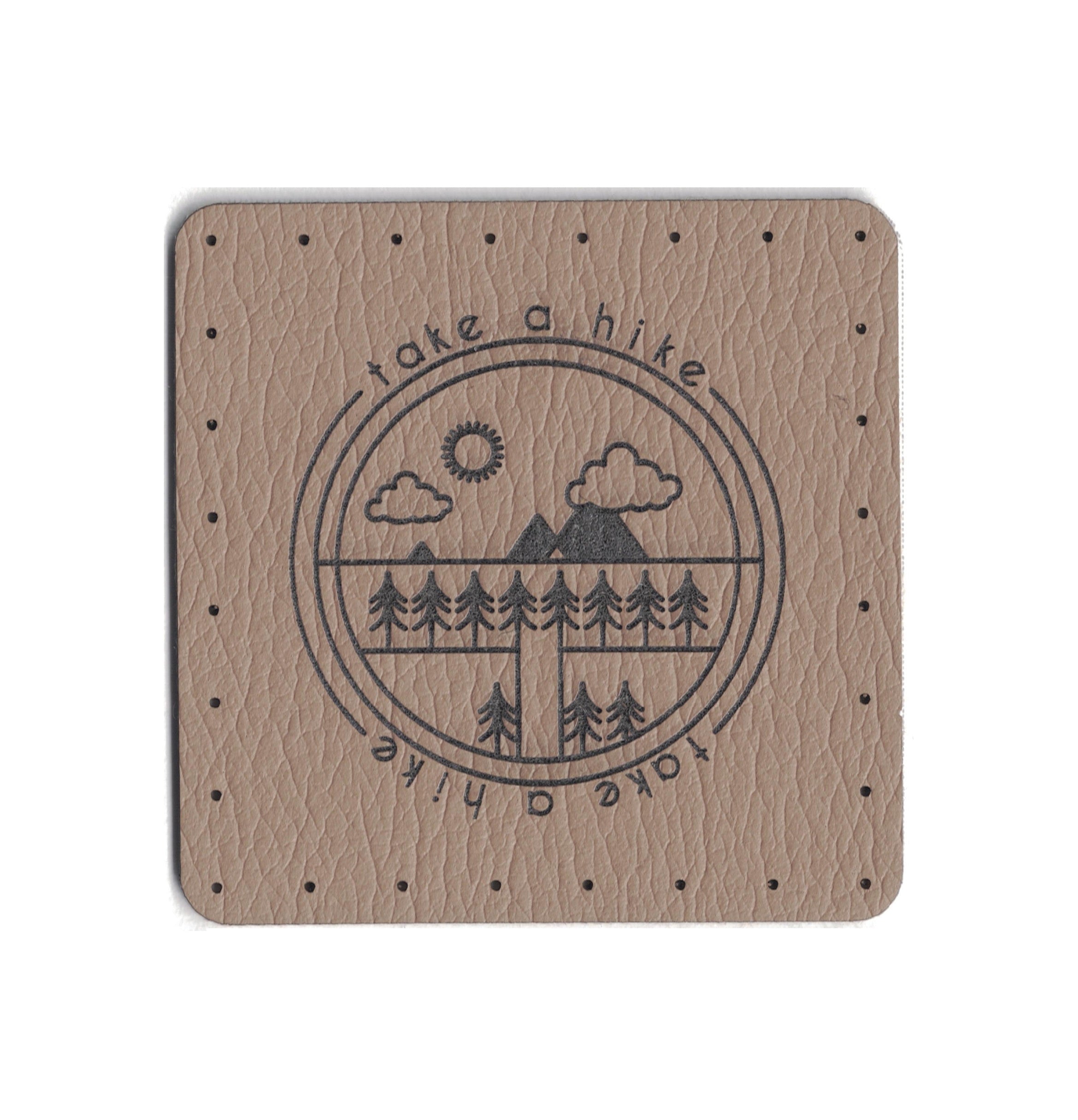 take a hike  - 1.75 Inch Square Faux Leather Patch