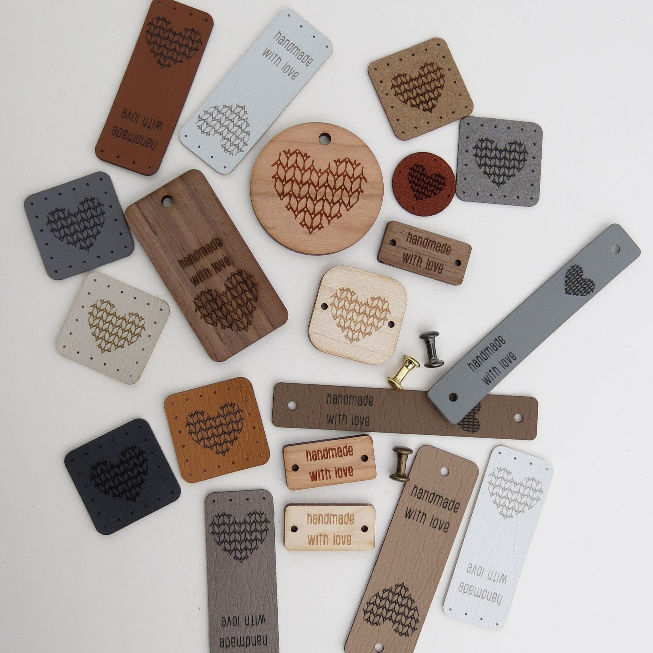 knit stitch heart - assorted set of tags