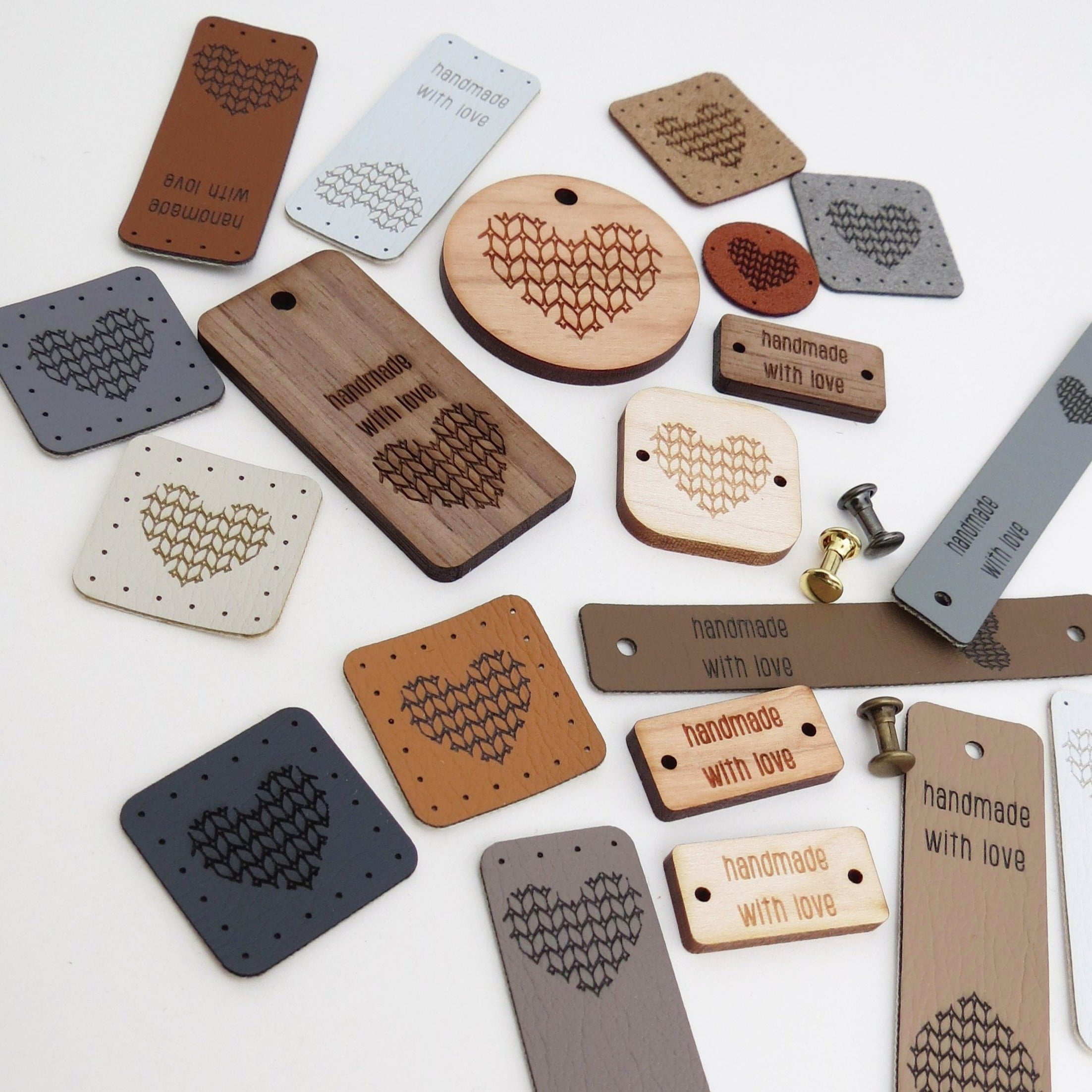 knit stitch heart - assorted set of tags