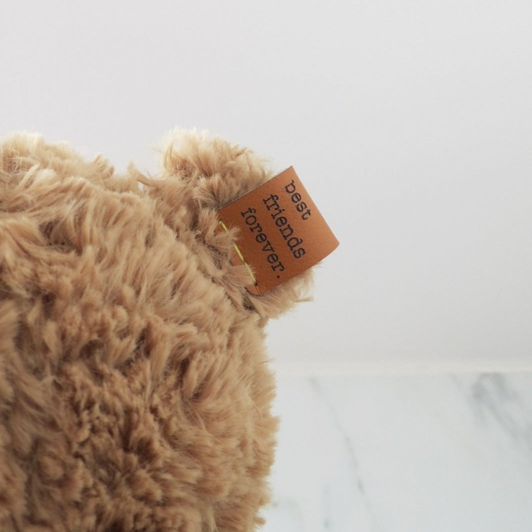 CUSTOM - stuffed animal name tag - 0.75 x 2 Inch Faux Leather