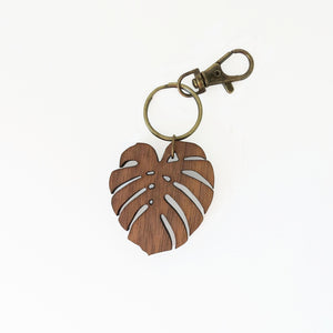 Wood Monstera Leaf Charm