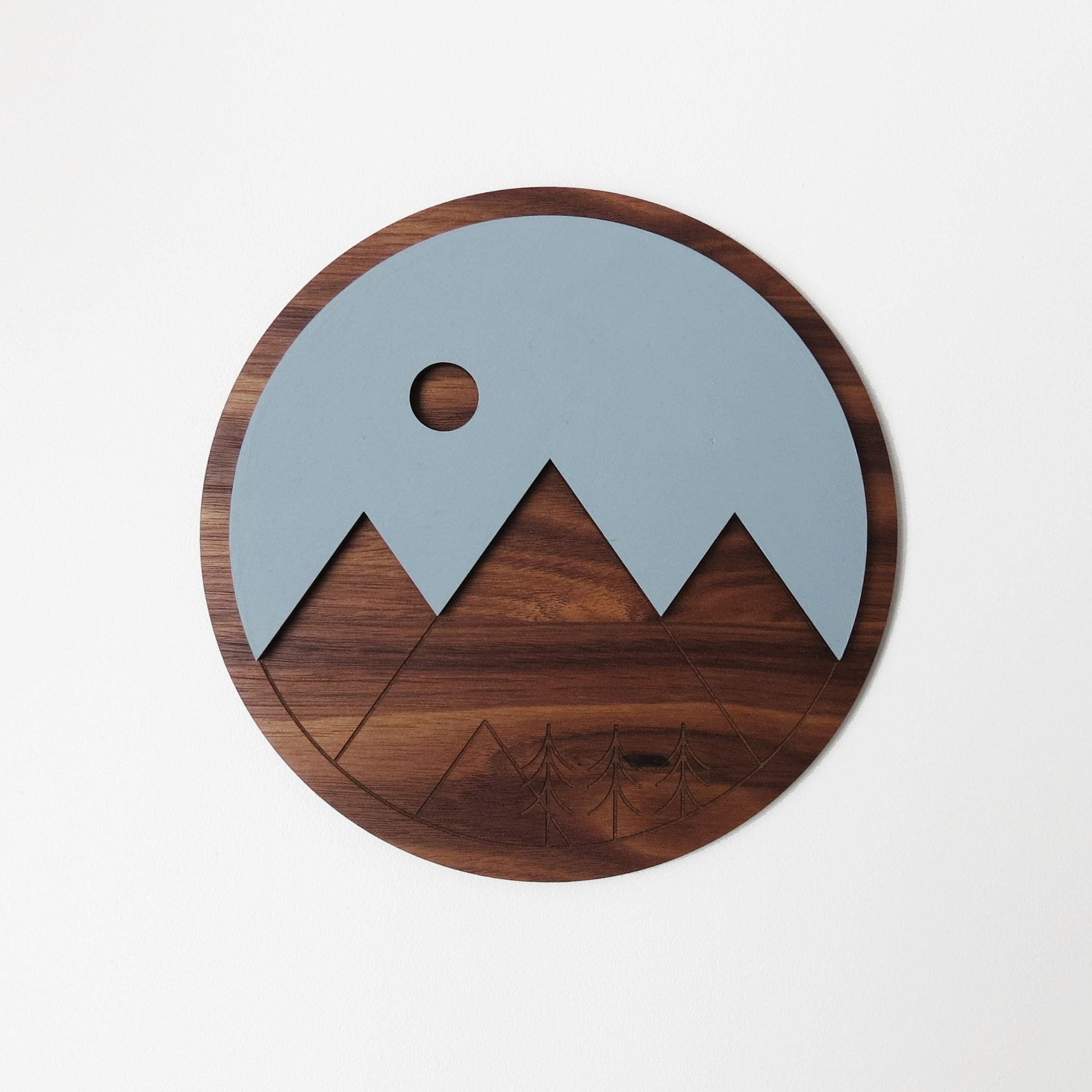 Wall Art - Mountains Walnut - 8"