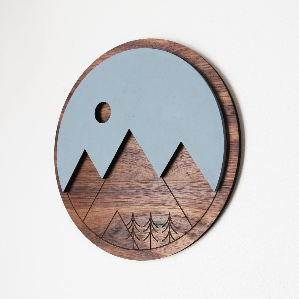 Wall Art - Mountains Walnut - 8"