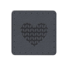 knit stitch heart - 1.75 Inch Square Faux Leather Patch