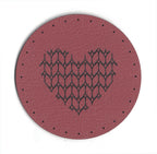 knit stitch heart - 2 Inch Round Faux Leather Patch