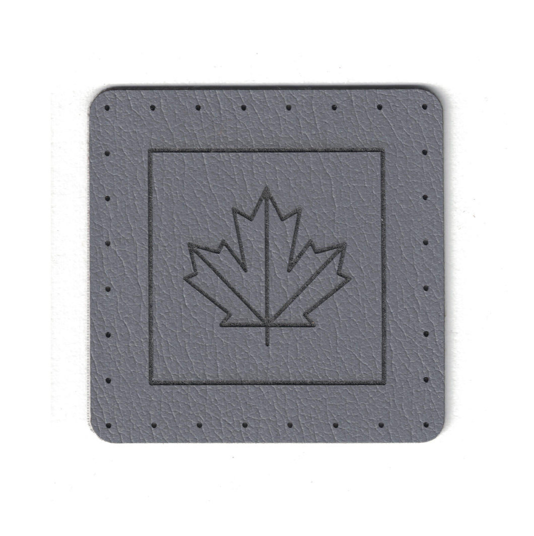 maple leaf design - 1.75 Inch Square Faux Leather Patch