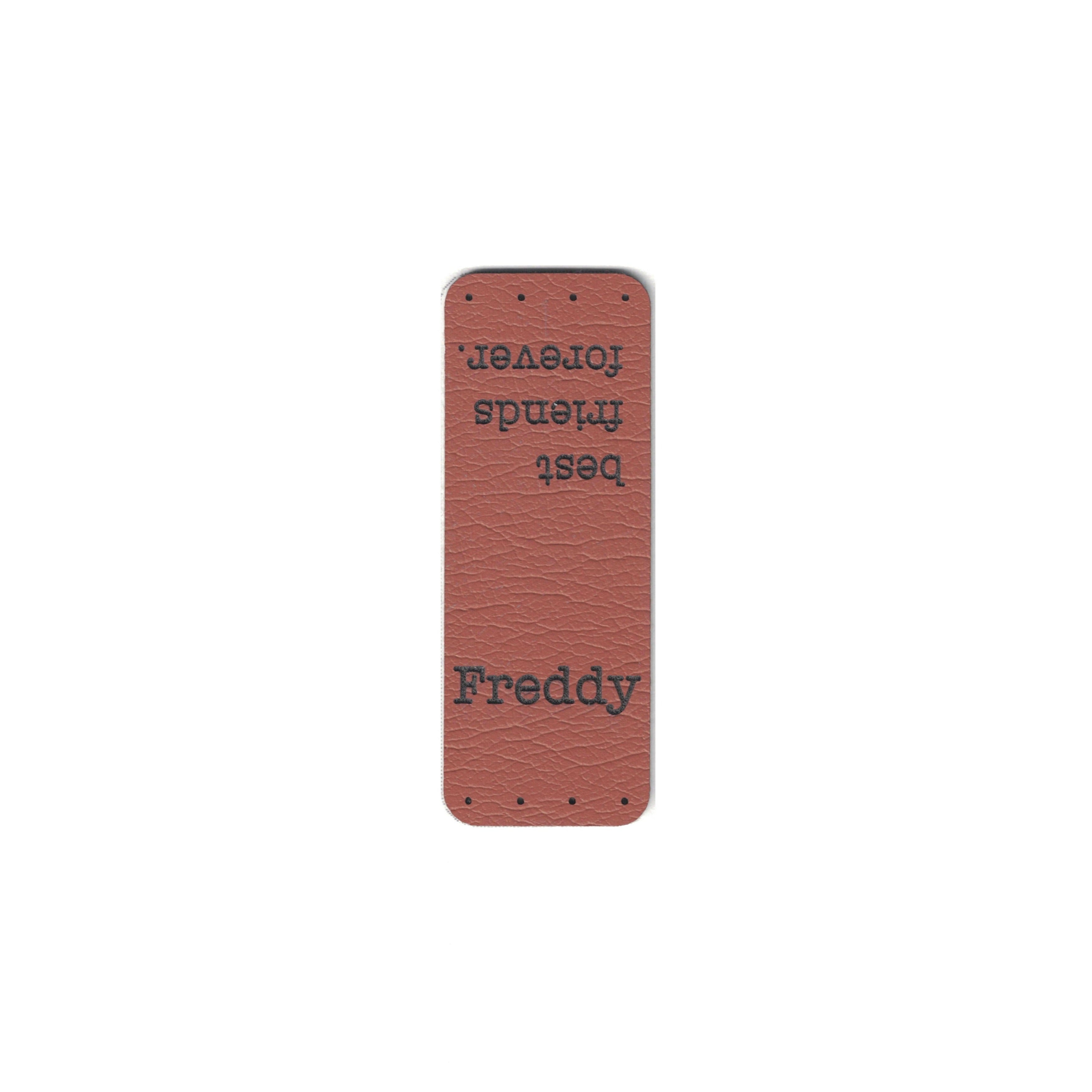 CUSTOM - stuffed animal name tag - 0.75 x 2 Inch Faux Leather