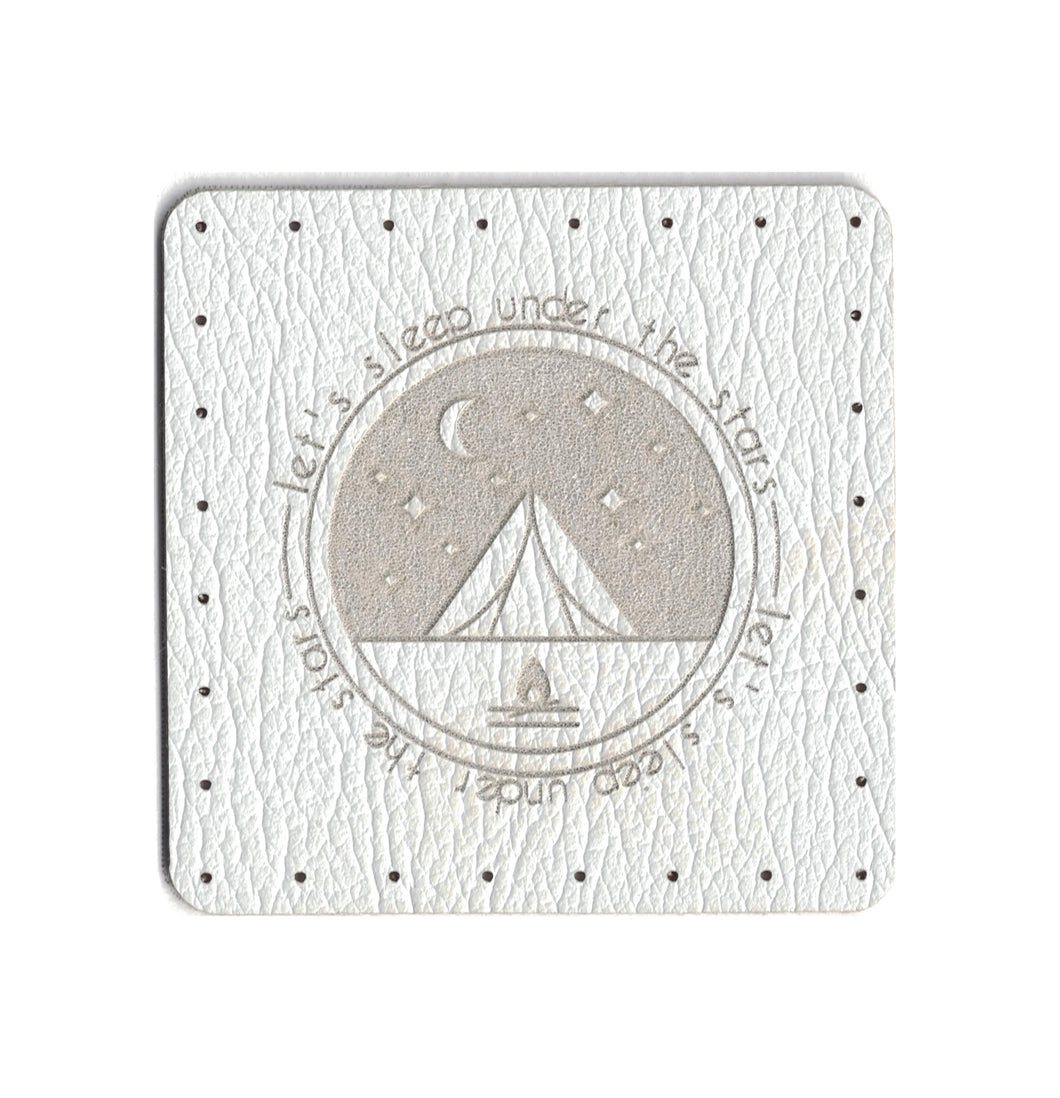 let's sleep under the stars - 1.75 Inch Square Faux Leather Patch