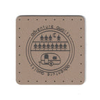 adventure awaits  - 1.75 Inch Square Faux Leather Patch