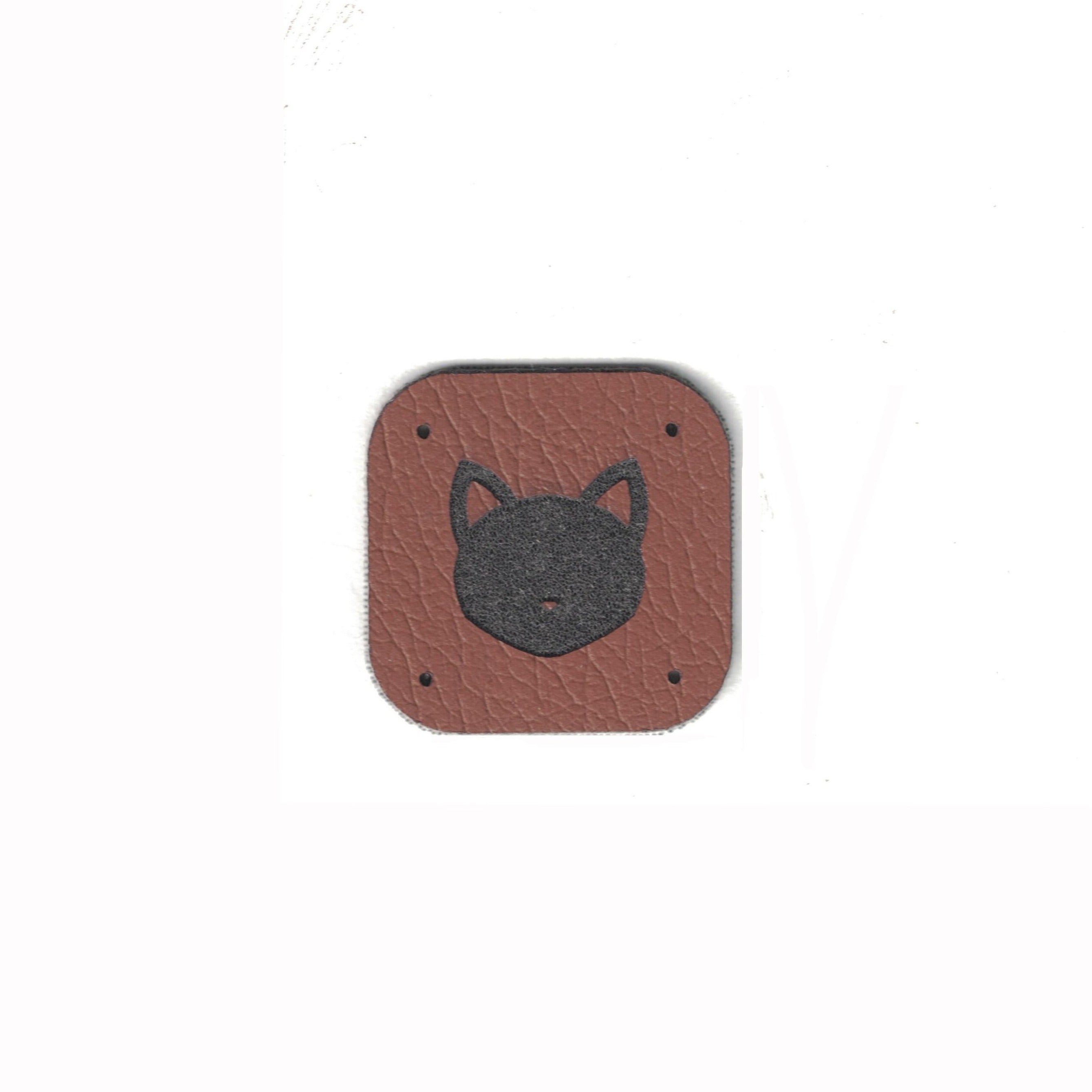 cat - 0.75 Inch Square Faux Leather Patch
