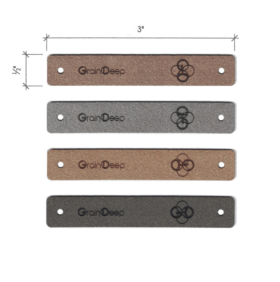 0.5 x 3 Inch - Custom Tags - Fold Over - Rivet Style – GrainDeep