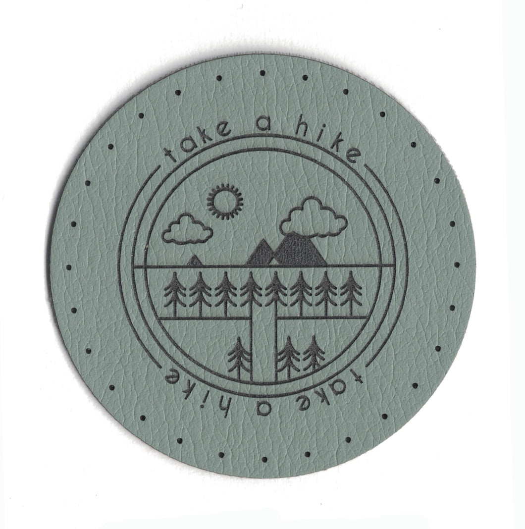 take a hike - 2 Inch Round Faux Leather Patch