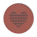 knit stitch heart - 2 Inch Round Faux Leather Patch
