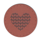 knit stitch heart - 2 Inch Round Faux Leather Patch