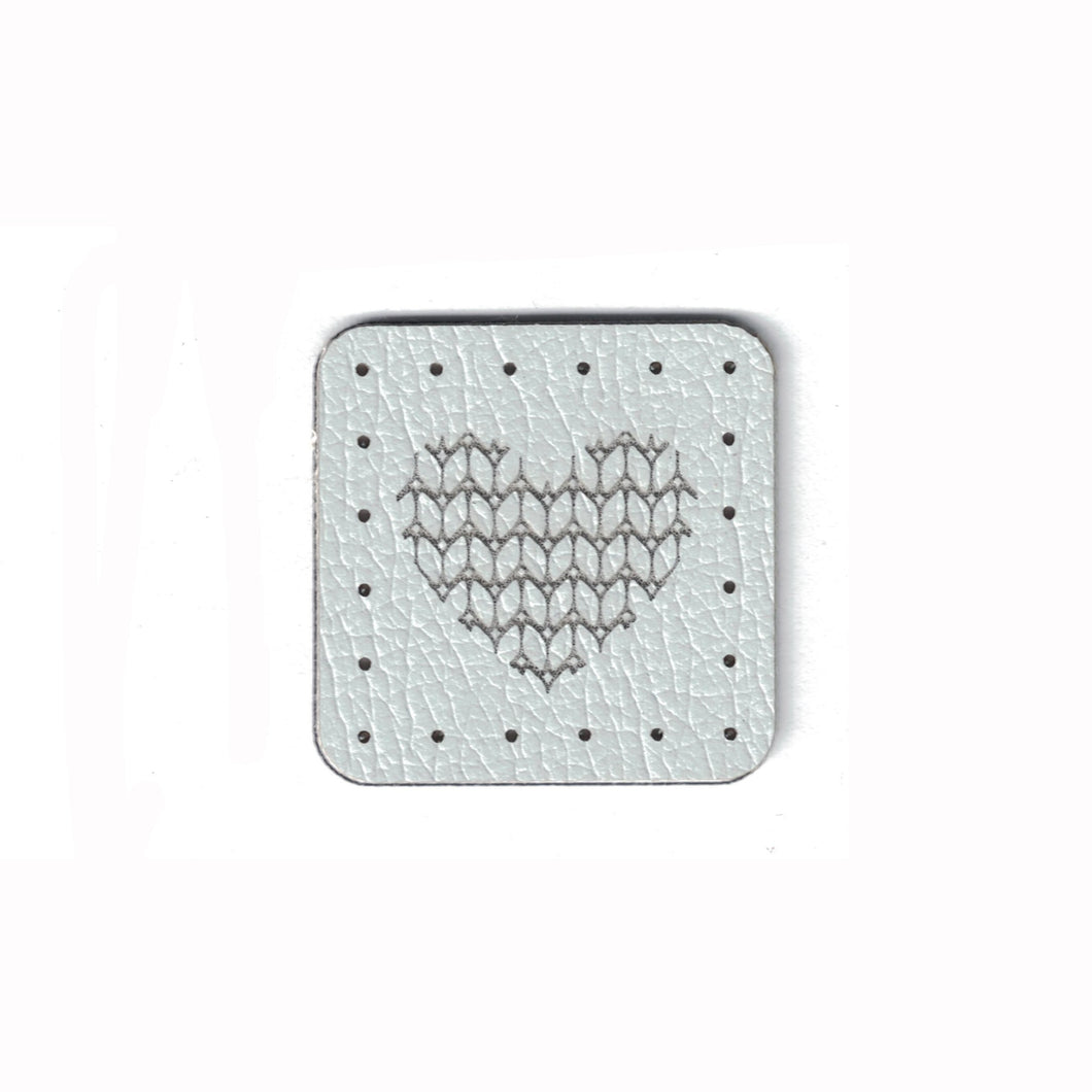knit stitch heart - 1 Inch Square Faux Leather Patch
