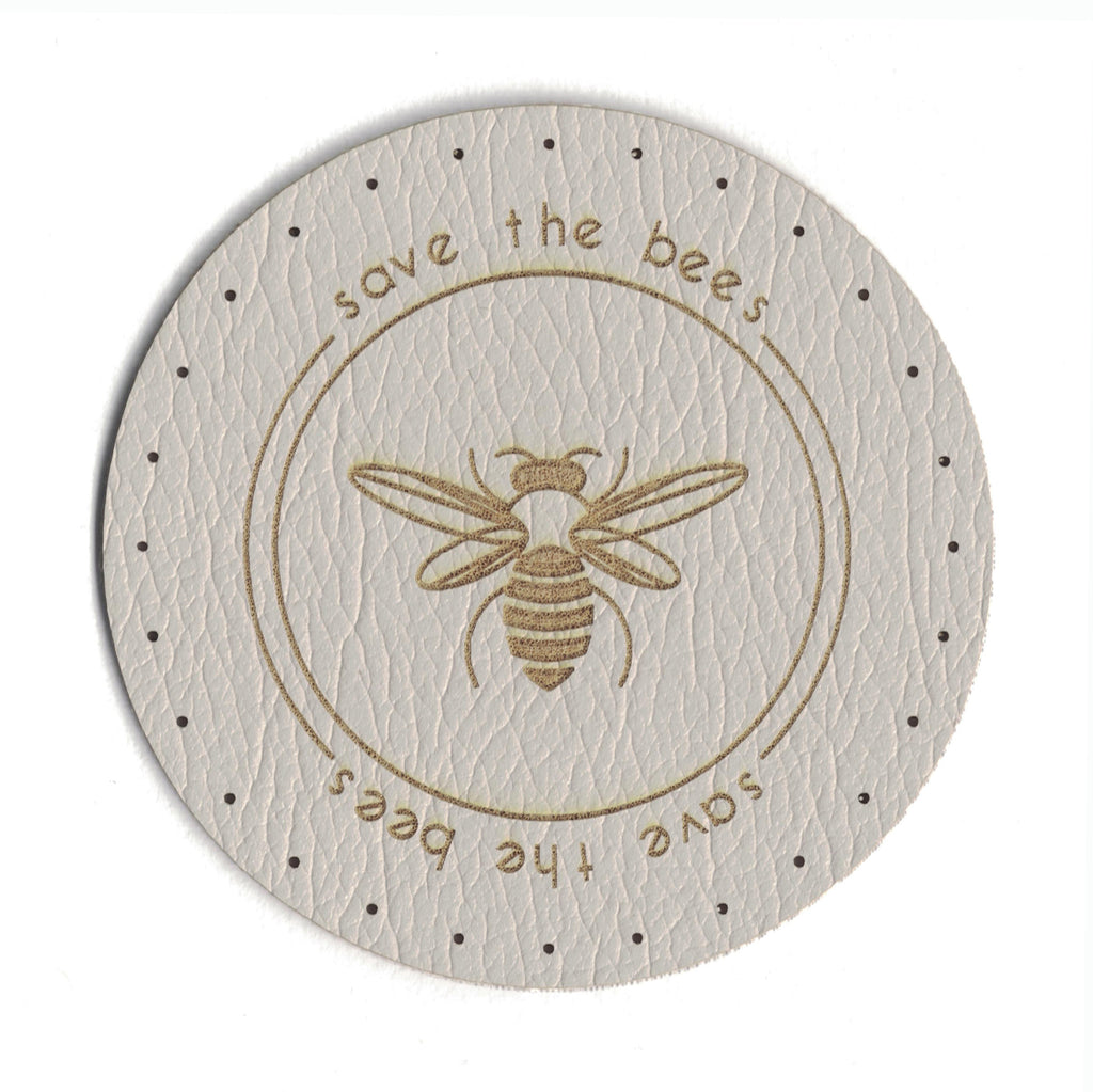 save the bees - 2 Inch Round Faux Leather Patch