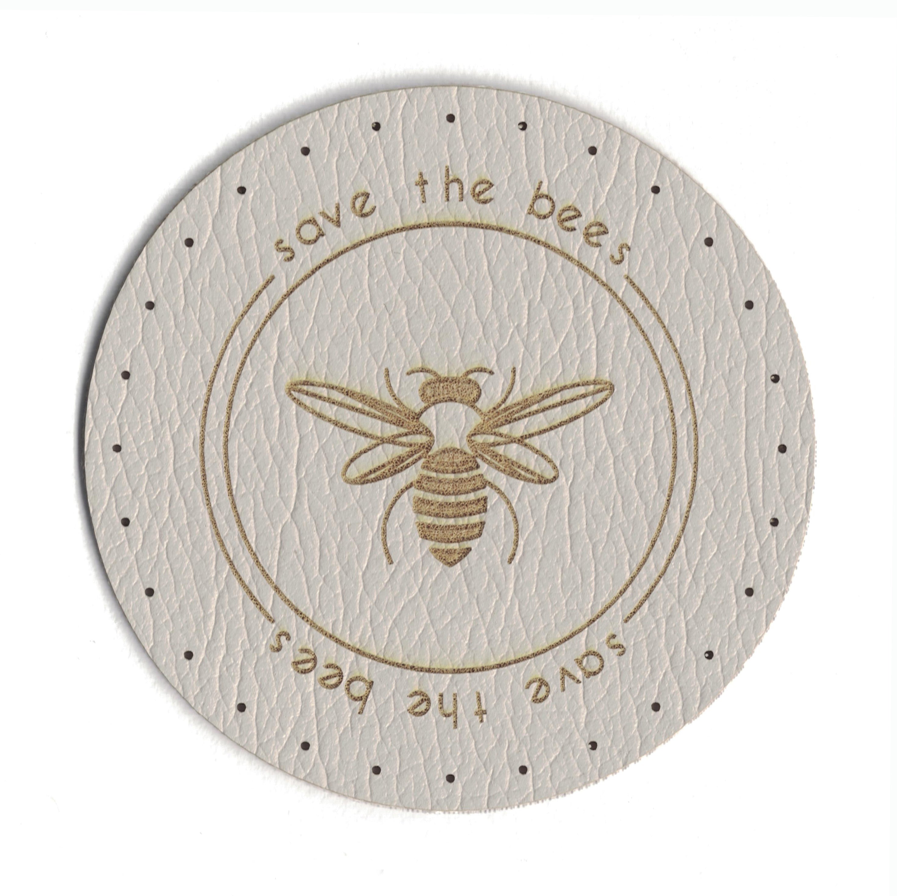 save the bees - 2 Inch Round Faux Leather Patch