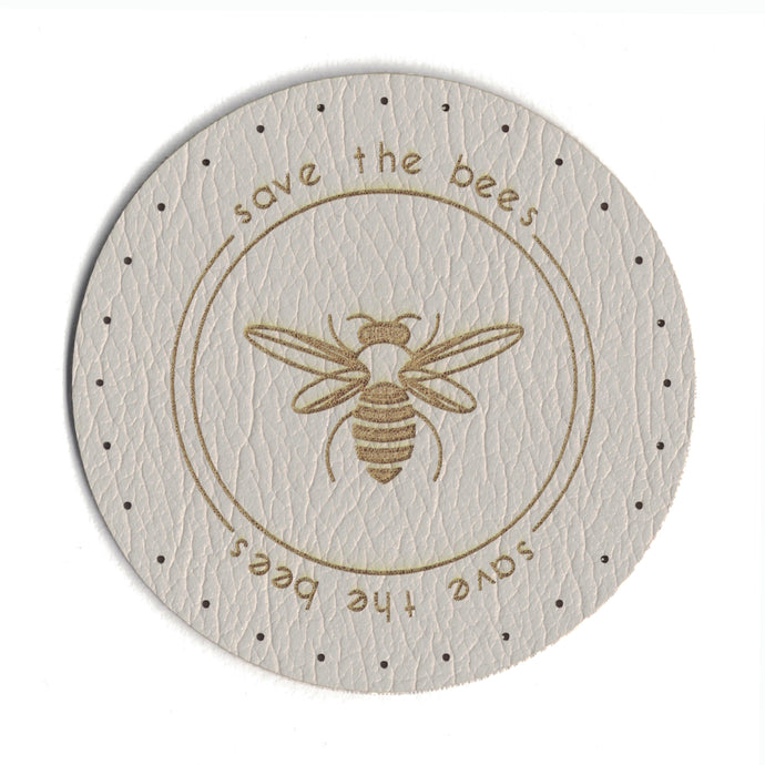 save the bees - 2 Inch Round Faux Leather Patch