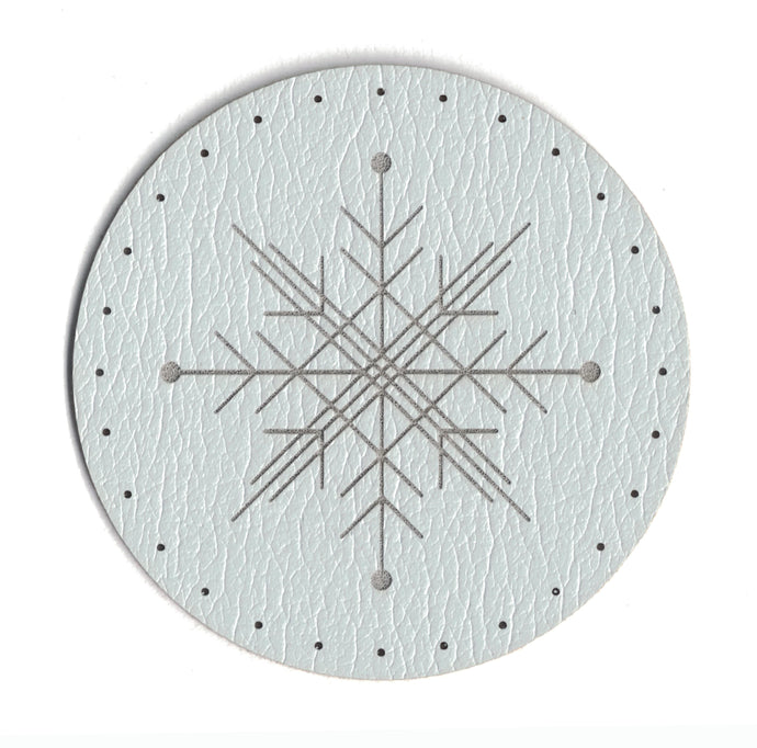 snowflake - 2 Inch Round Faux Leather Patch