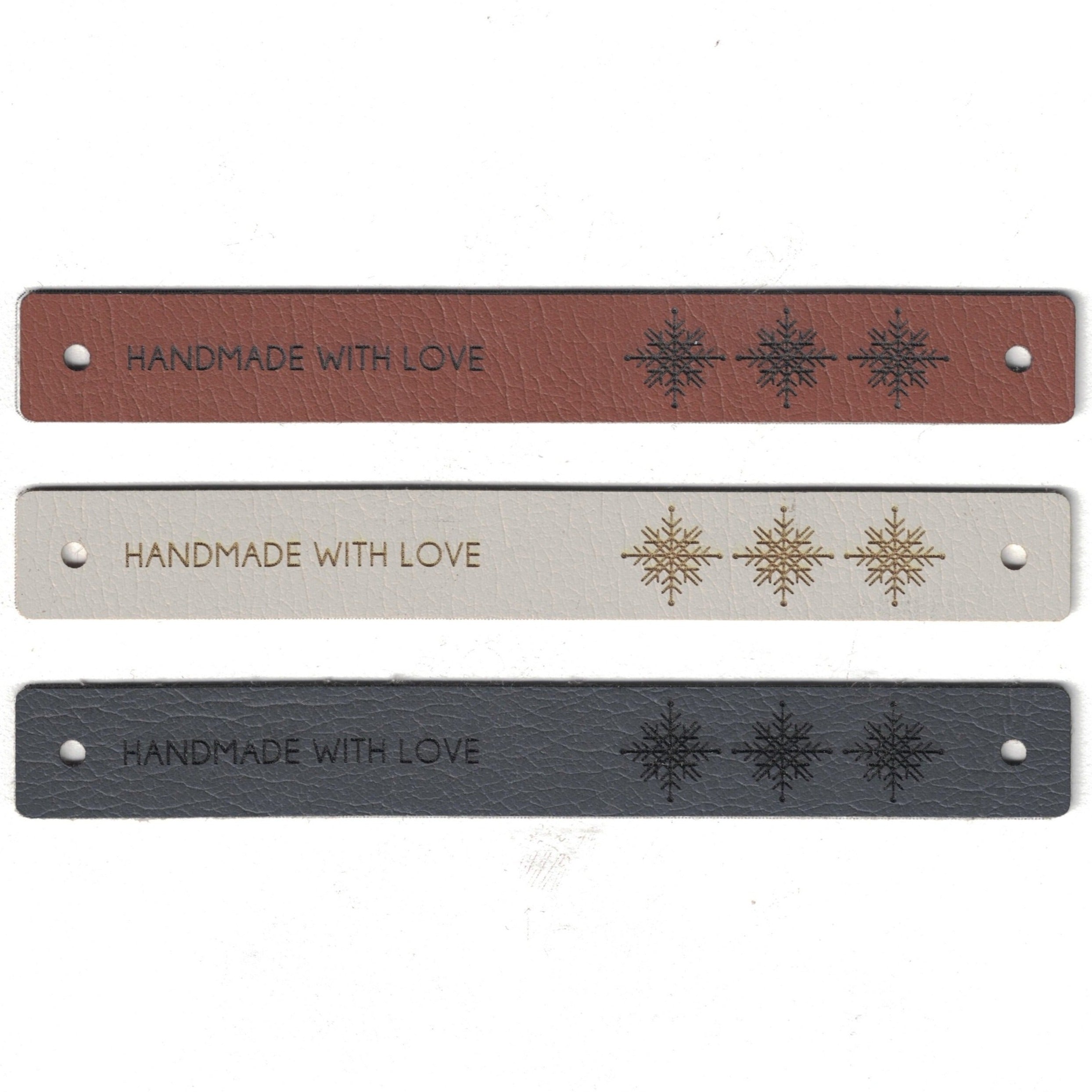 HANDMADE WITH LOVE - 0.5 x 4 Inch Faux Leather - Rivet Style